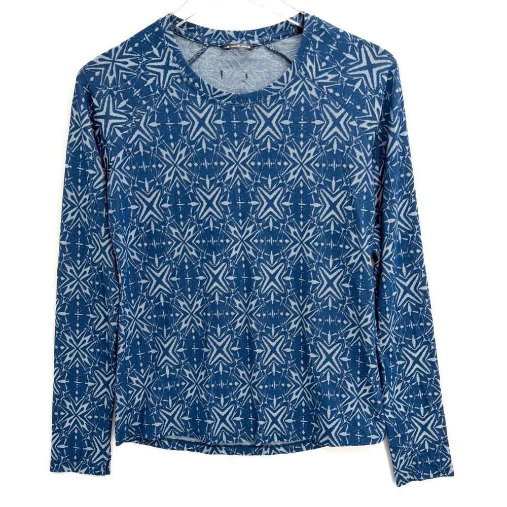 Oiselle Kaleido-Go Geometric Star Running Top Size 6 Blue Shirt Long Sleeve Tee